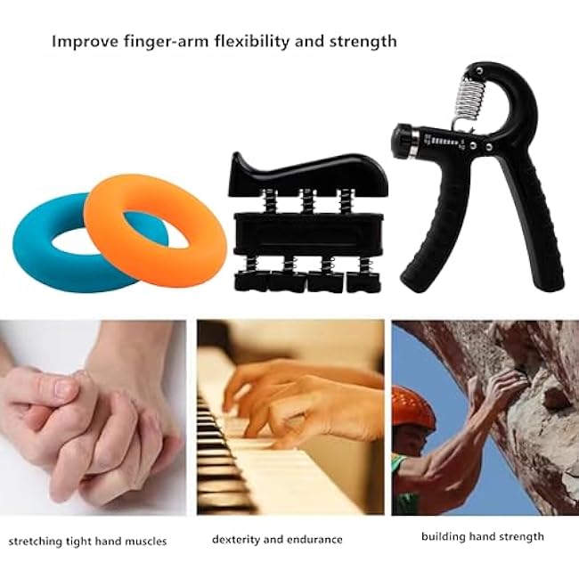 Grip Strength Trainer (8 Pack),Hand Grip Strengthener,Forearm Strengthener,Adjustable Resistance Hand Gripper,Finger Exerciser,Forearm Workout for Muscle Building