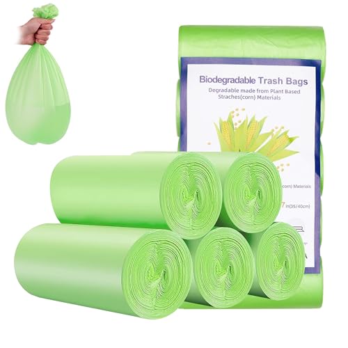 Food Waste Bags, 100 Pcs Biodegradable Bin Bags Liner, 20 Litre Compostable Compost Caddy Liners Recycled Degradable Rubbish Garbage Bags for Kitchen Office(Green 60 x 50cm)