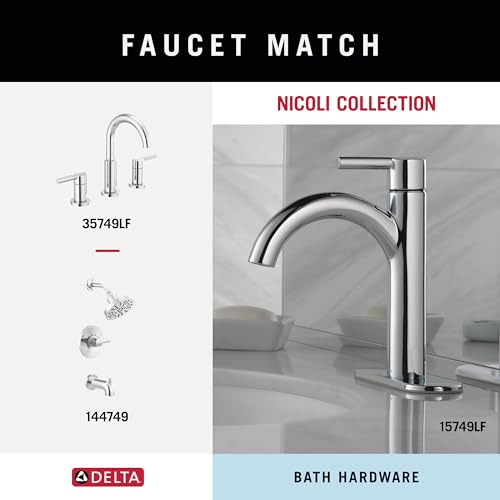Image of Delta 4-Piece Polished Chrome Bathroom Set Towel Rack, Ring, Toilet Paper Holder, Hook | Nicoli Bath Accessories
