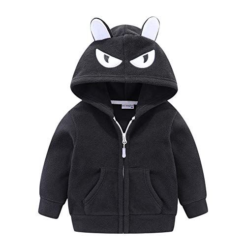 Mud Kingdom Jaqueta de lã para meninos com capuz, Cartoon Black Devil, 24 Months