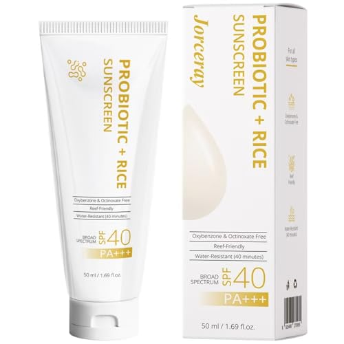 Rice + Probiotics Organic Sunscreen, Relief Sun Organic SPF40+ Sunscreens for Face and Body, Nourishing Skin Protection and UV Defen, Skin Care Sunscreen for All Types