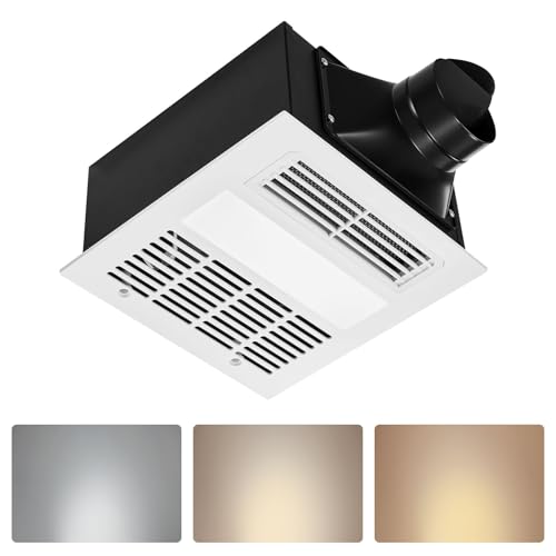10 Best Bathroom Exhaust Fan with Light and Heater Reviews 11 VEVOR Bathroom Exhaust Fan with Light and Heater, 80-90-110 CFM 1500W Bathroom Vent, 1.5 Sones Low-Noise, Premium DC Motor Ceiling Fan for Laundry Room, Storage Room, Home Ventilation, White