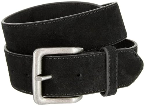 A399-BS066 Square Buckle Casual Jean Suede Leather Belt 1 1/2