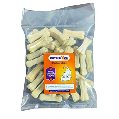 Image of Petlicious & More Rawhide Bones for Dogs 4 Inch 1 Kg Pack Pressed Bones for Dogs (Pack of 1 Kgs)