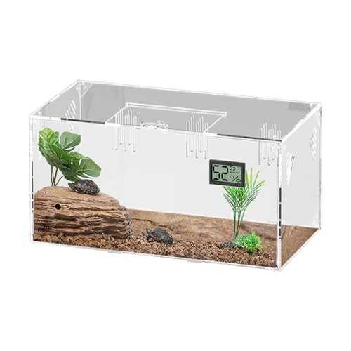 Giznzg Réservoir de terrarium pour reptiles, escargots, terrarium en acrylique, transparent, avec température, hygromètre, araignées, terarium, boîte d'élevage de...