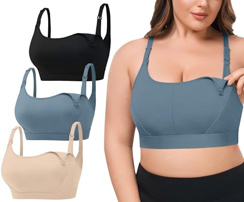 Image of VIMMYTHS Women Maternity Pregnancy Nursing Bras for Breastfeeding - 3Pack(S-4XL) - Adjustable Comfortable Bralette