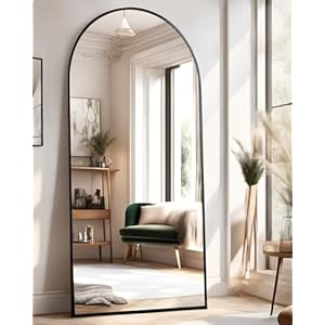 Arched Full Length Mirror, 71″x26″ Large Floor Mirror with Stand, Wall Mounted Mirror for Bedroom, Black
