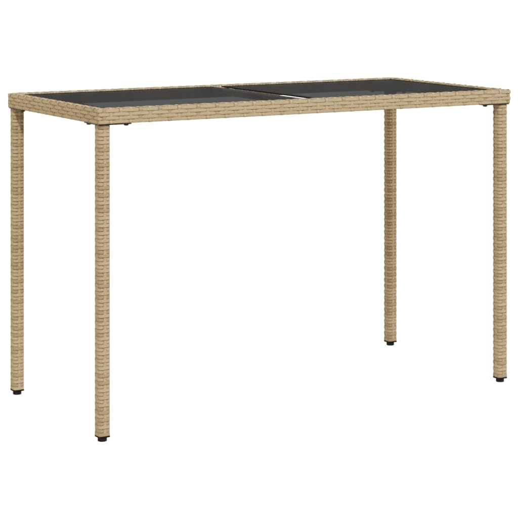 Table de jardin avec plateau en verre en poly rotin beige aux finitions soignées