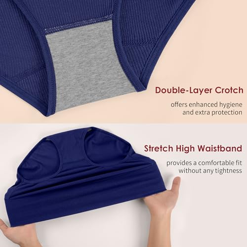 Image of Womens Underwear Full Coverage Panties for Ladies Soft Breathable Cotton Briefs High Waisted Hipster