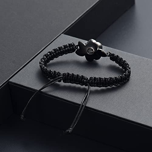Image of Imrsanl Rose Flower Urn Bracelet for Ashes Cremation Memorial Jewelry of Loved Ones Adjustable Braided Rope Ashes Bracelet Funeral Keepsake for Women