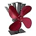 4-łopatkowy Wentylator Pieca Zasilany Ciepłem Do Palnika Na Drewno/Kłody/Wzrostu Kominka, Wentylator Kominka, Wentylator Pieca, Efektywne Oszczędzanie Paliwa,Red