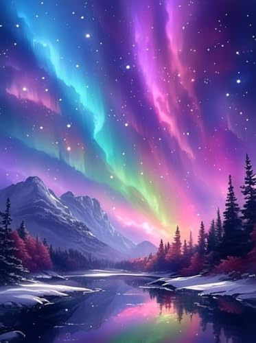 GOUOYANA Diamond Art Kits for Adults, Aurora Landscape 5D Diamond...