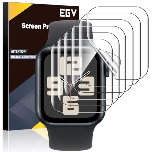 EGV 6 Stück Apple Watch Serie SE3/SE2/SE/6/5/4 40mm Schutzfolie, Premium Flexible TPU Displayfolie, blasenfrei, staubdic...