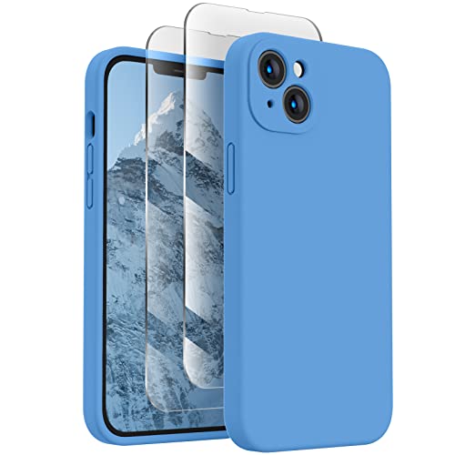 Image of FireNova Designed for iPhone 13 Case, Silicone Upgraded [Camera Protection] Phone Case, Soft Anti-Scratch Microfiber Lining Inside, 6.1 inch, Blue