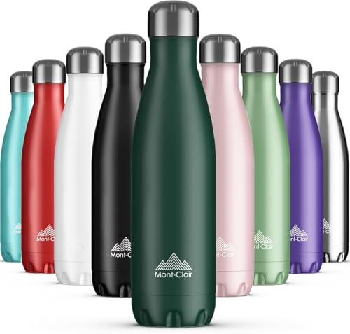 Image of Mont-Clair Stainless Steel Water Bottle, Vacuum insulated - BPA Free, 12h Hot & 24h Cold Drinks, Metal Water Bottle 34 oz Leakproof, Ideal for Adult, Kids, Running - Dark Green