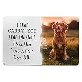Personalized Upload Image Loss Of Pet Sympathy Card, I'll Carry You With Me Until We Meet Again Memorial Cards, Custom Name Dog Loss Wallet Card Gift For Dog Lover, Dog Bereavement Metal Wallet Cards