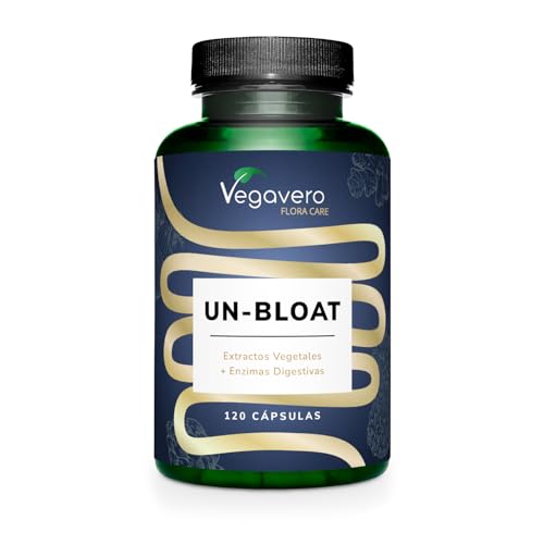 Vegavero Un-Bloat | Complejo de Enzimas Digestivas para Gases e Hinchazón Adultos | 120 Cápsulas | con Bromelina, Papaína, Lactasa, Alfa-d-galactosidasa | Vegano y Sin Aditivos