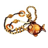 TEHAUX Holzperlen Fischkette Retro Halskette Damen Pulloverkette Böhmischer Schmuck Leicht und Langlebig