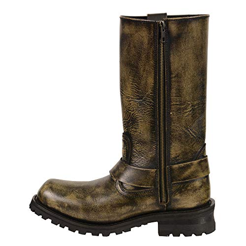Image of Milwaukee Leather Men's Distressed Gray Leather 11-inch Classic Harness Square Toe Motorcycle Boots MBM9006 | Premium Material, Square Toe, Rider Ready, Durable Everyday Wear