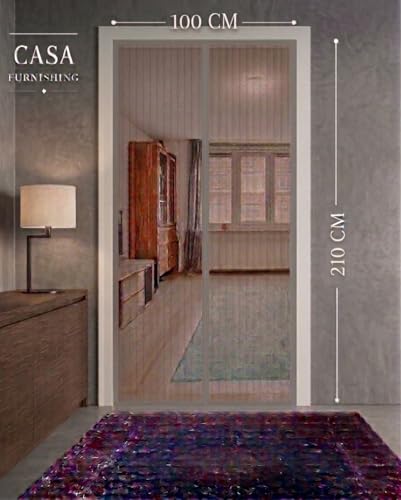 Image of Magnetic Mesh Door Curtain | Automatic Self-Closing Screen for Mosquito, Fly & Insect Protection | Grey Color | 100 x 210 cm
