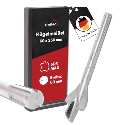 siwitec SDS Max Flügelmeißel 60 x 250 mm zum Ziehen von Kabelkanälen Kanalmeißel für Bohrhammer Hohlmeißel Löffelmeißel SDS MAX