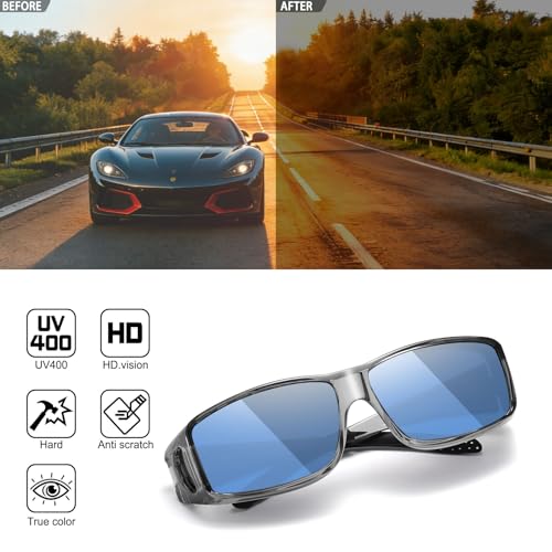 Image of Night Vision Driving Over Glasses, Polarized Nighttime Glasses Men Women Anti Glare Yellow Tinted Lens