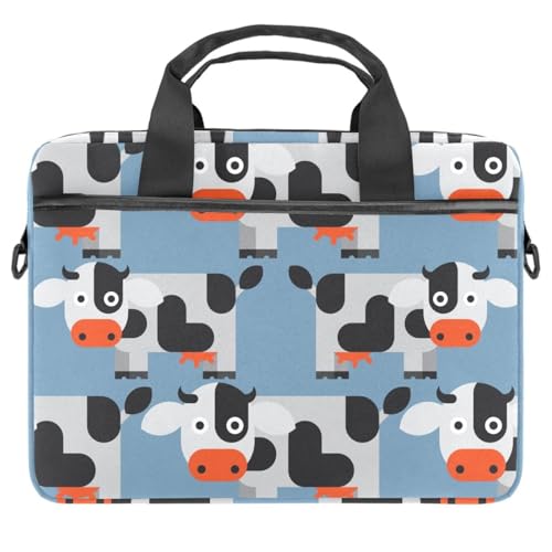 Maletín bandolera para laptop de 14 pulgadas con diseño de vaca multicolor