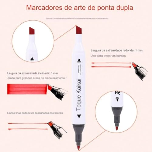 Combo de Canetas Marcador Permanente Ponta Dupla – Ideal para Artesanato, Desenho e Anotações em Pap