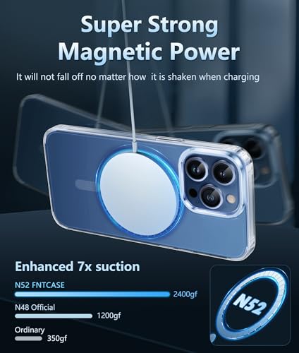 Image of FNTCASE for iPhone 15 Pro Case: Strong Magnetic Anti-Yellowing Slim Clear Phone Case | Military Grade Protection & Shockproof Drop Protective Thin Transparent Cover(Clear Crystal)