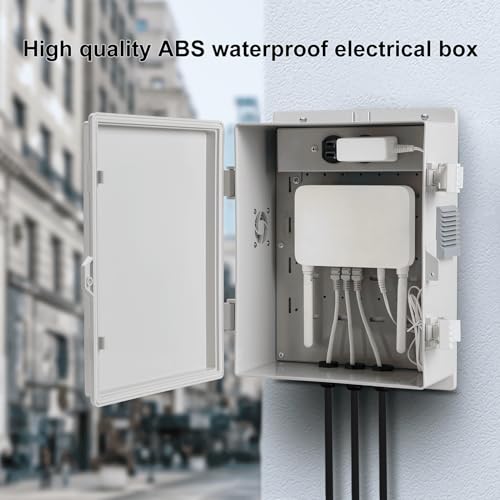Image of Namunanee Outdoor Electrical Junction Box, ABS Water Resistant Enclosure with Internal Mounting Panel & Hinged Cover (13 inch H* 9.2 inch L* 4.6 inch W & Outlet)