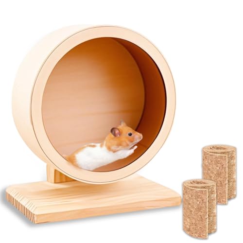 Laufrad aus Holz Ø:15cm Hamsterrad Holz Ausgestattet mit Silentpads Hamster Zubehör für Kleine Tiere Geeignet für Totoro Mouse Eichhörnchen Chinchillas Kleintier Haustier