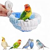Magnoloran Warm Bird Nest Bed with Suction Cup Bird Snuggle Hut Breeding Bird House Plush Hanging Bird Bed for Parakeet, Conure, Budgie, Cockatiel, Lovebird, Finch, Hamster-Blue