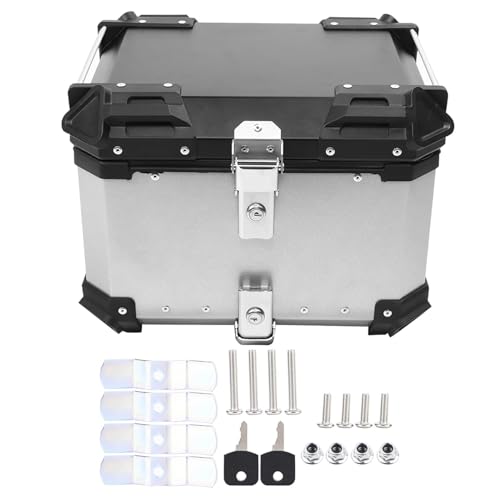 DJCDDM 45L Motorcycle Tail Box Aluminum Top Case Tail Box Luggage Mounting Bracket Screw Pack(Silver)