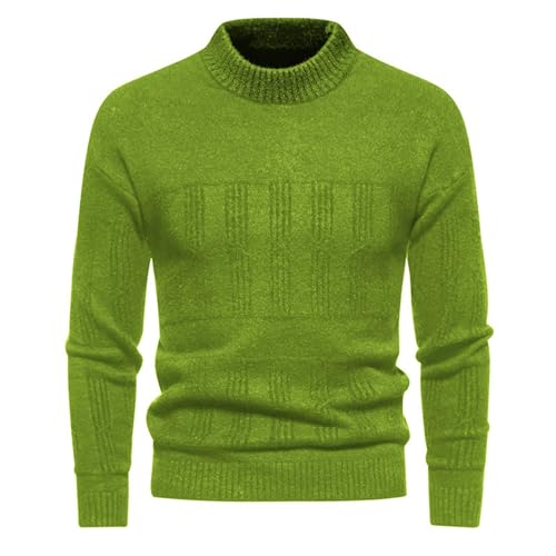 Mens Crewneck Pullover Sweater Long Sleeve Outdoor Knitted Wool Sweater Tops Mens Crewneck Pullover Sweater (Green, L)