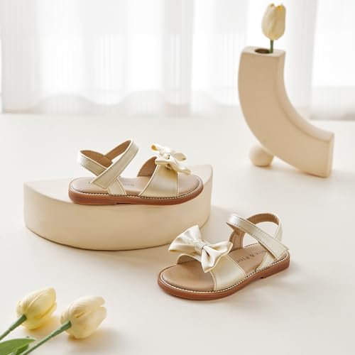 Image of Felix & Flora Toddler Girl Sandals - Little Girl Easter Dress Shoes Lightweight Open Toe Beach Holiday Flats