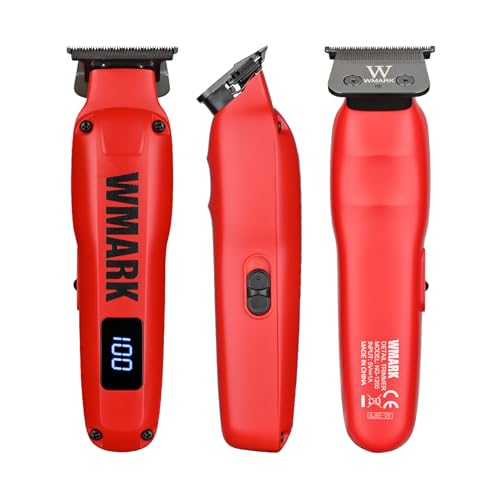 Image of WMARK NG-1205 Rechargeable Detail Trimmer, 9CR18 Stainless Steel Blade, 7000RPM Motor, 1200mAh Battery, USB-C Charging, Professional Cordless Trimmer runtime 180 min Red