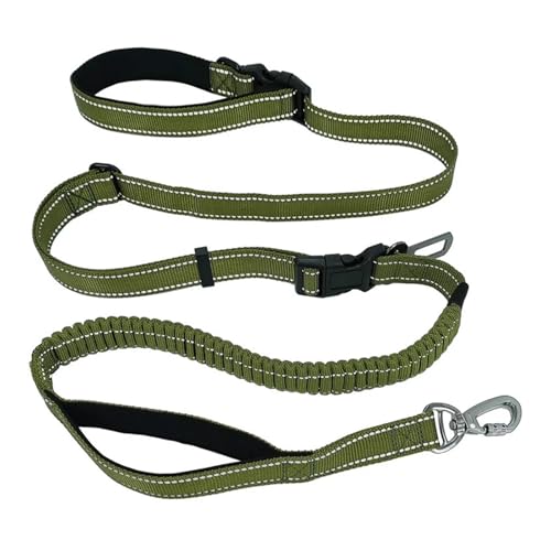 Guinzaglio per cani 6 in 1, con doppio manico in nylon, regolabile, per camminare/correre (verde)