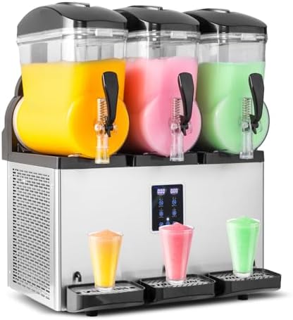 ROVSUN Margarita Machine 12 Gal/45L, 15L X 3 Tanks Slushie Machine Commercial Slushy Machine Slush and Juice Modes, Frozen Drink Maker Stainless Steel for Restaurant Bar Home Party 110V/60HZ