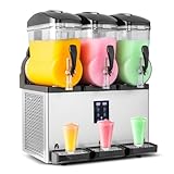 ROVSUN Margarita Machine 12 Gal/45L, 15L X 3 Tanks Slushie Machine Commercial Slushy Machine Slush and Juice Modes, Frozen Drink Maker Stainless Steel for Restaurant Bar Home Party 110V/60HZ
