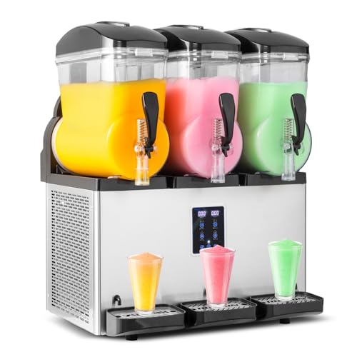 ROVSUN Margarita Machine 12 Gal/45L, 15L X 3 Tanks Slushie Machine Commercial Slushy Machine Slush and Juice Modes, Frozen Drink Maker Stainless Steel for Restaurant Bar Home Party 110V/60HZ