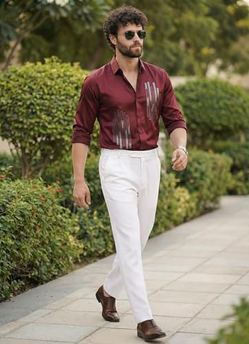 Image of IndoPrimo Men's Stylish Satin Shirt for Party and Casual Wear - Exclusive Designer Full Sleeve Shirt for Men - Pilar