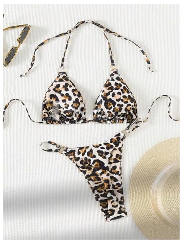 Maillot de bain imprimé vache dos nu doté d'une coupe haute multicolore - 3