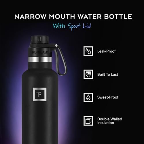 Iron Flask 24oz Narrow Mouth Insulated Water Bottle with Spout Lid — view 2