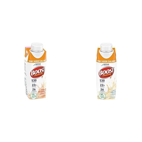 Boost Very High Calorie Strawberry and Vanilla Nutritional Drinks with