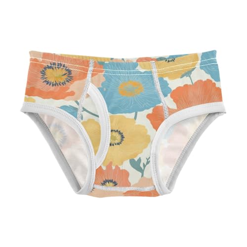 KLL Vibrant Floral Pattern Poppy Little Boys Comfort Boxer Briefs Cute Children Panties