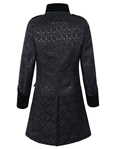 Mens Black Gothic Brocade Jacket Frock Coat Steampunk VTG Victorian2