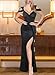 VFSHOW Womens Sexy Deep V Neck Ruched Formal Prom High Slit Black Tie Maxi Dress 2023 Slim Cold Shoulder Sparkly Glitter Special Occasion Evening Long Gown (Black, X-Large) 10987 BLK XL