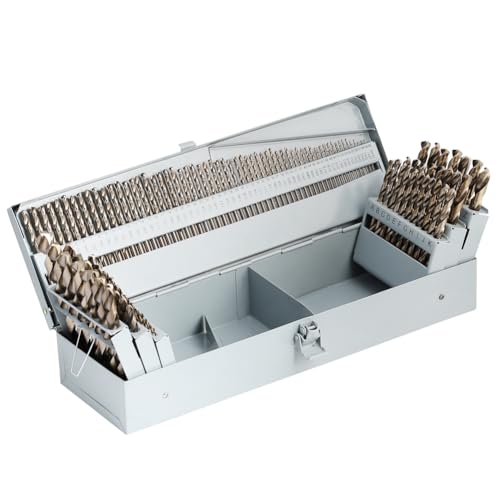 Image of COMOWARE 115Pcs M35 Cobalt Drill Bit Set - 5% Cobalt HSS Metal Bits for Hardened Steel/Stainless/Cast Iron/Wood/Plastic, Titanium Coated 1/16"-1/2" with Metal Indexed Case (Professional Grade)