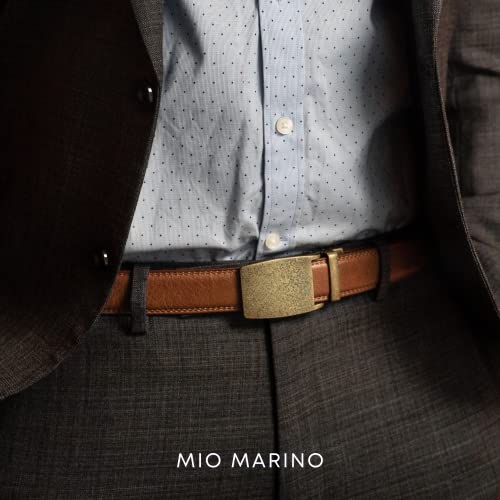 Image of Marino Avenue Ratchet Belt for Men. Adjustable Leather Dress Belt with 38 Easy to Click Into Place Ratchet Closures.