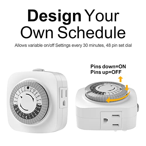 image for oviitech 24 Hour Indoor Mechanical Timer with 2 Ground 3 Plug Socket T